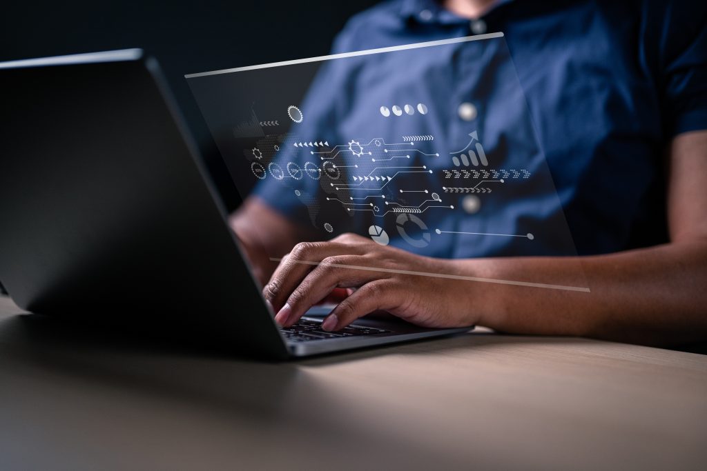 Bussinessman using laptops analyst working with data analysis business growth marketing and opportunity.